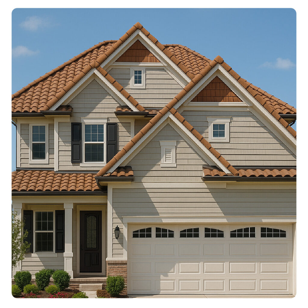 Multi-Level Gable with Clay Accents 