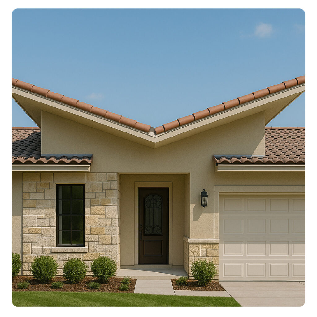 Butterfly Roof with Clay Edge Accents